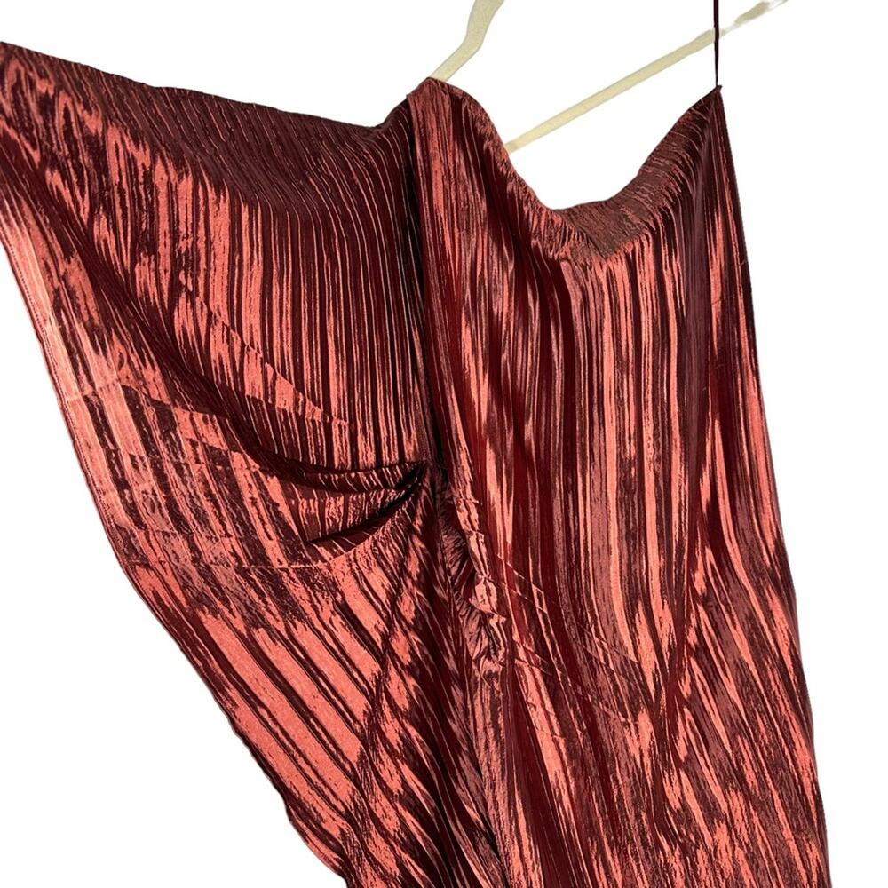 Anthropologie Guapa Pleated Satin One-Shoulder Mini Dress Bronze Size 6 New - Picture 6 of 13